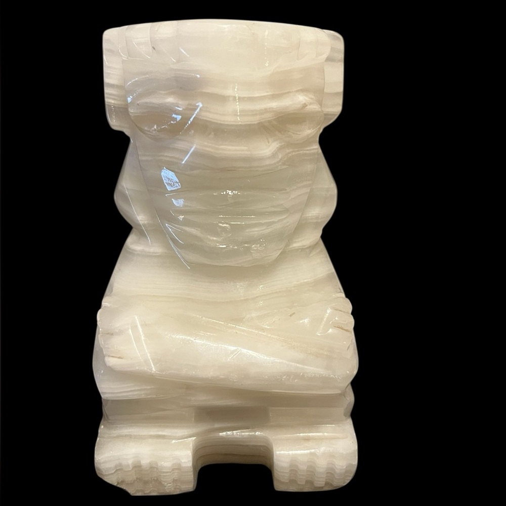 MCM white onyx Mayan statue/ bookend